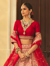 Red raw silk lehenga choli for weddings