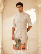Off white heritage printed kurta set