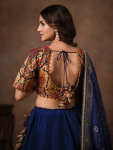 Royal blue crepe zari lehenga choli