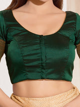 Bottle green zari tafeta silk blouse