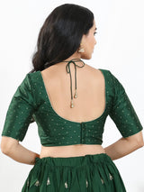 Bottle green zari brocade sweetheart blouse