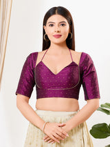 Purple zari brocade ready made blouse