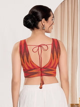 Red printed ikat silk ready blouse