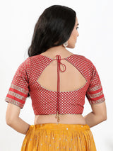 Maroon zari brocade front open blouse