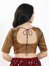 Dark maroon zari brocade sweetheart neck blouse