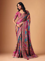 Multicolor semi silk zari work party wear saree