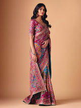 Multicolor semi silk zari work party wear saree