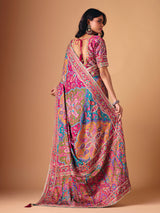 Multicolor semi silk zari work party wear saree
