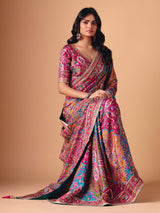 Multicolor semi silk zari work party wear saree