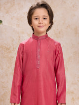 Red cotton silk occasion kurta suit