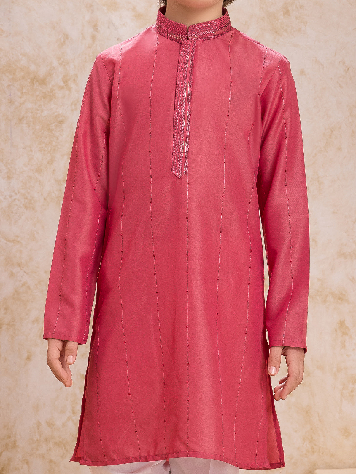 Red cotton silk occasion kurta suit