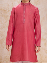 Red cotton silk occasion kurta suit