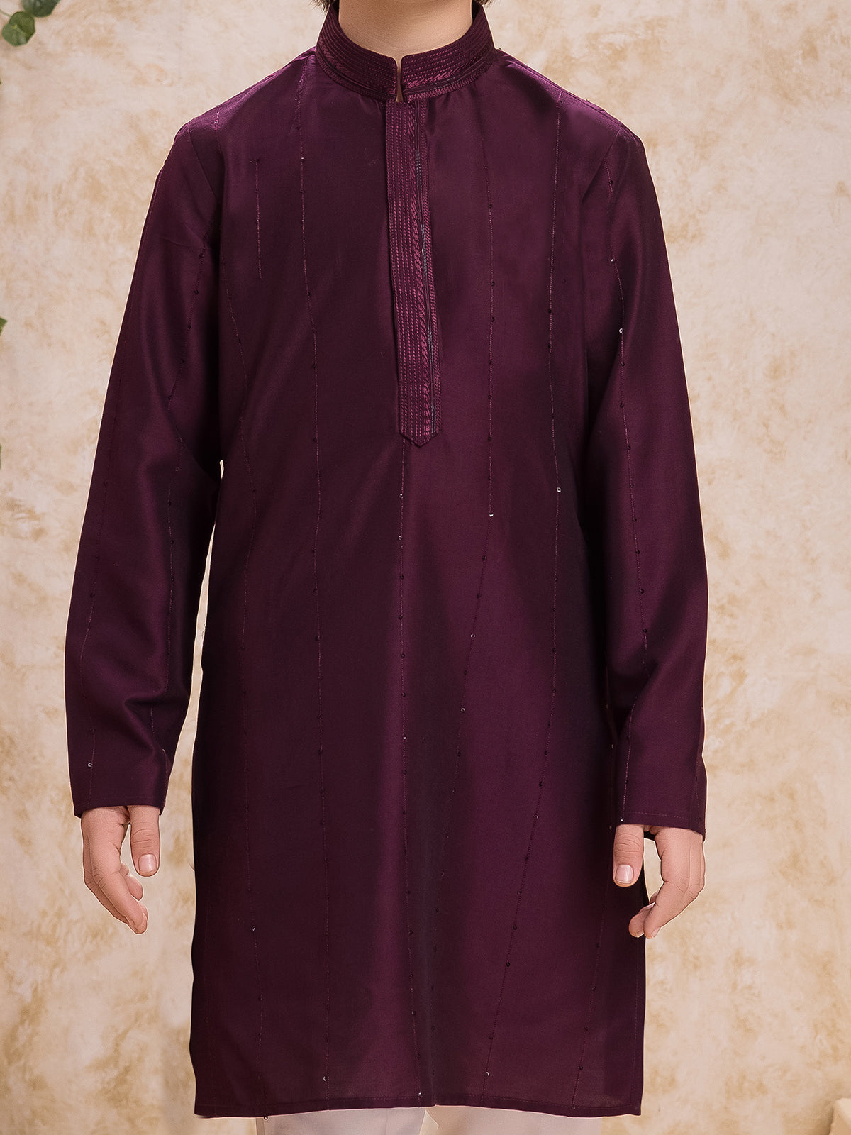 Wine cotton silk royal kurta suit