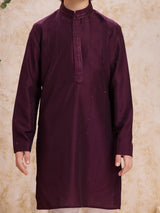 Wine cotton silk royal kurta suit