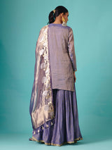 Pastel purple silk full sleeve elegant sharara suit