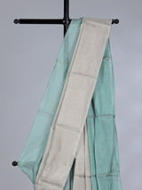 Silver and mint blue chanderi tissue silk saree