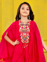 Magenta georgette designer palazzo suit for girls