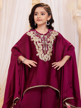 Purple satin silk designer palazzo suit for girls