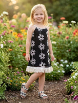 Black knitted frock with delicate thread work