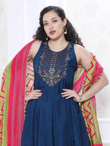 Royal blue silk heavily embellished palazzo set