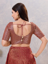 Maroon silk sequin work and sweetheart neck blouse