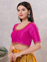 Magenta silk resham and stone work blouse