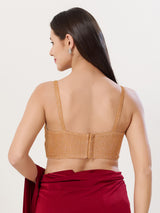 Copper gold polyester sleeveless back open blouse