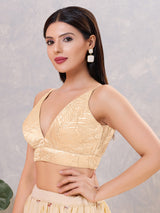 Light gold satin blend sequin work blouse