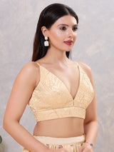 Light gold satin blend sequin work blouse