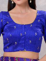 Royal blue silk resham and sequin work blouse