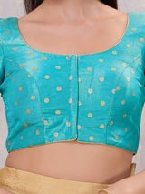 Light blue silk zari work front open blouse
