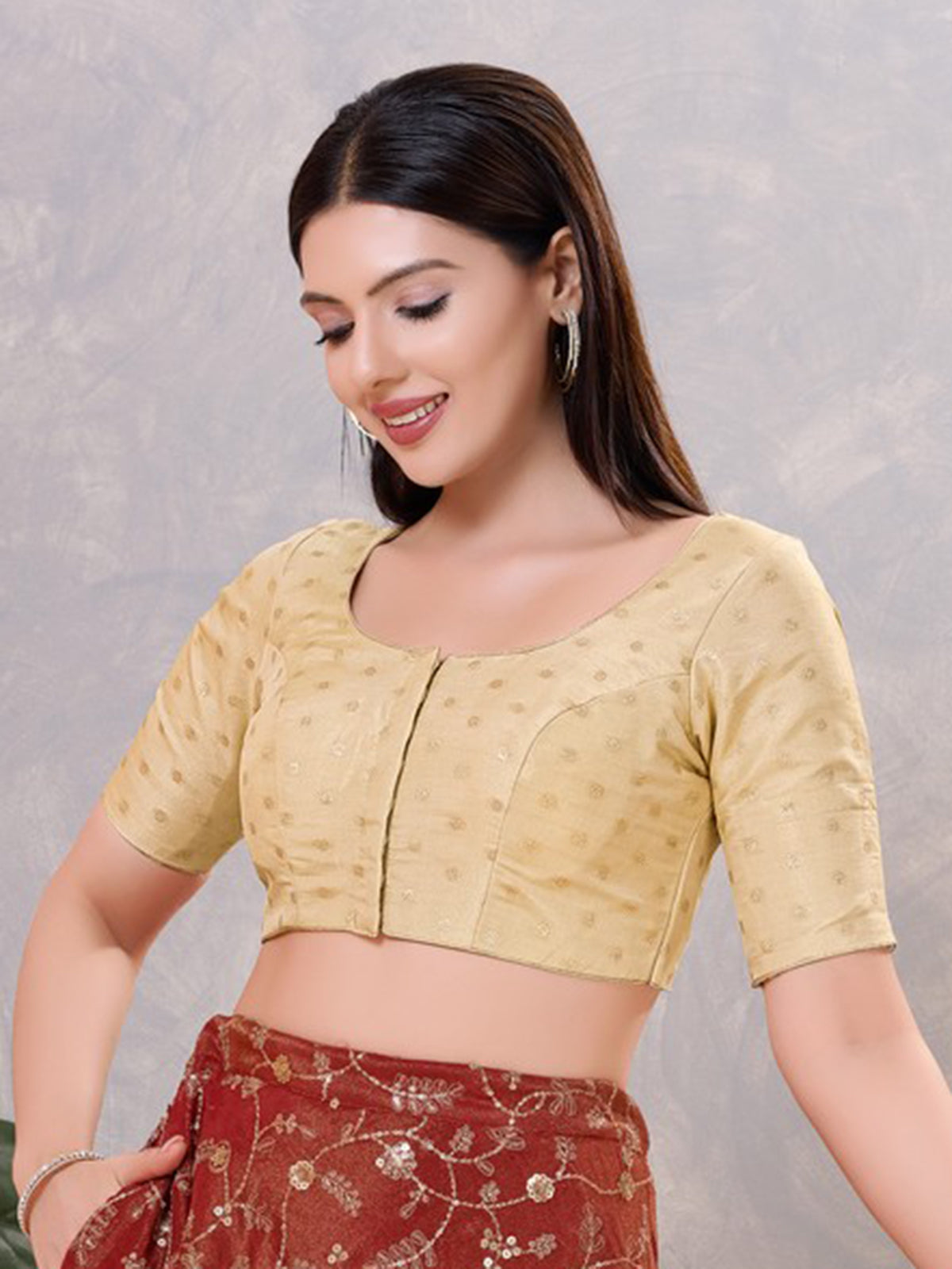 Light gold silk zari embellished blouse