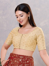 Light gold silk zari embellished blouse