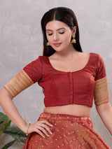 Dark maroon silk zari embellished blouse