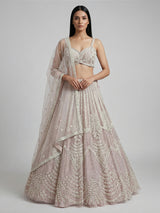 Light pink net lehenga choli for wedding celebration