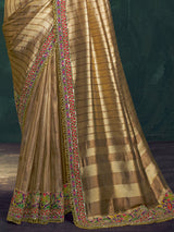 Golden embellished kanjivaram zari tissue silk saree