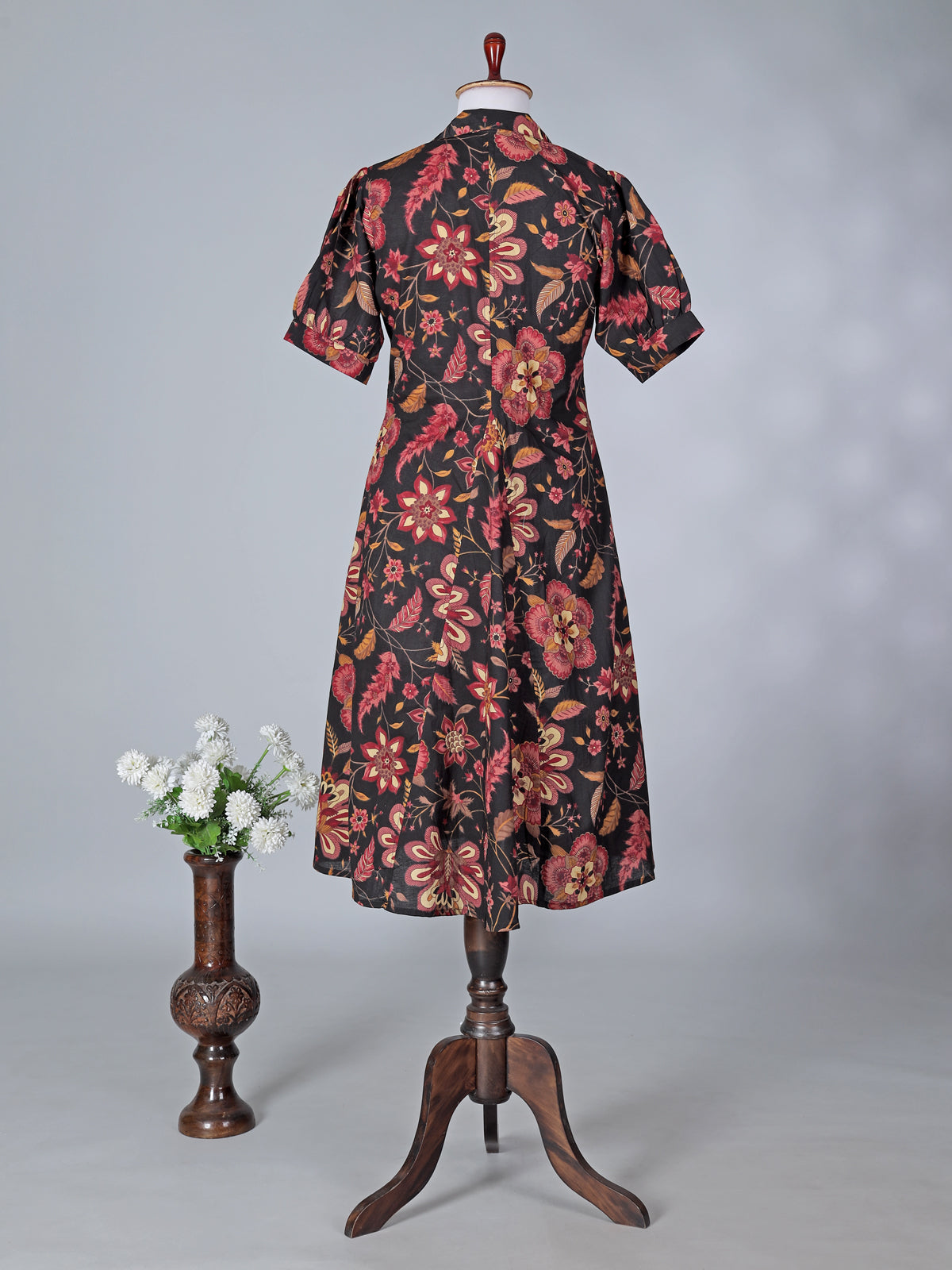 Black printed cotton silk kurti for casual wear
