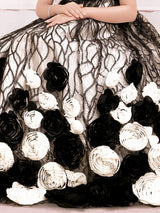 Black and cream net gwon with flower cutwork