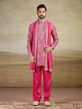 Magenta wedding wear kurta pajama rayon silk