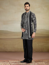Black rayon silk kurta pajama with dupatta