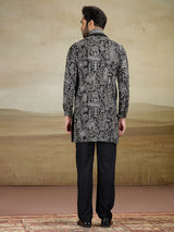 Black rayon silk kurta pajama with dupatta