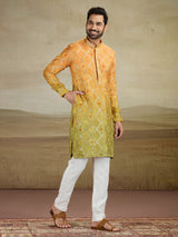 Yellow haldi wear jacquard silk kurta pajama