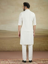 Off white linen waistcoat set for wedding wear