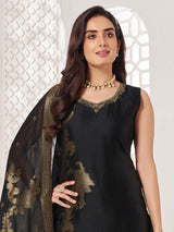 Black slk salwar suit with zari shine