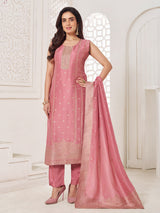 Light pink silk festive wear salwar suit