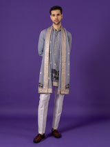 Grey festive wear cotton silk salwar suti