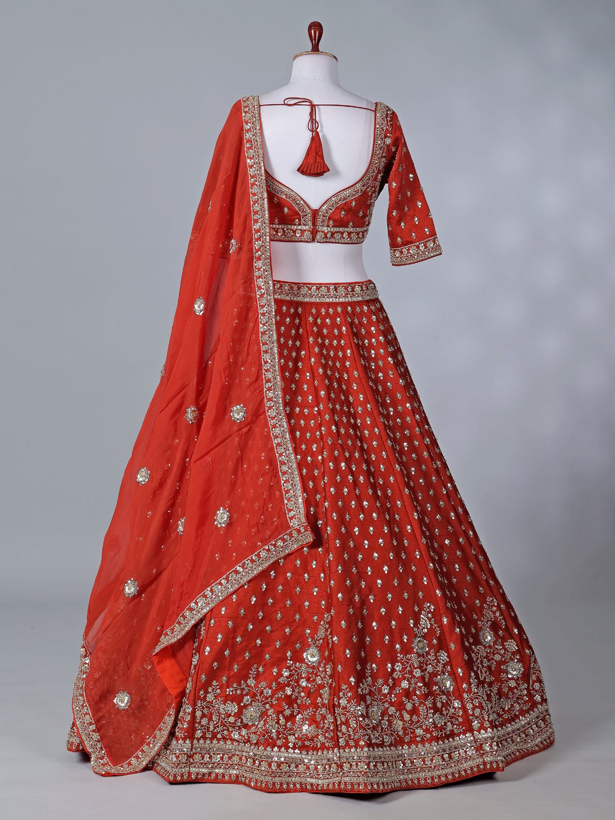 Rust red bridal silk lehenga choli