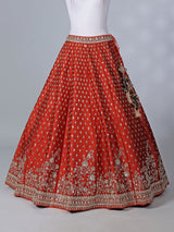Rust red bridal silk lehenga choli