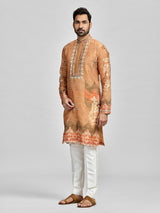 Rust orange vibrant celebration kurta suit for him