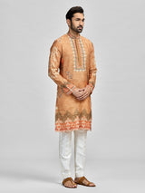Rust orange vibrant celebration kurta suit for him